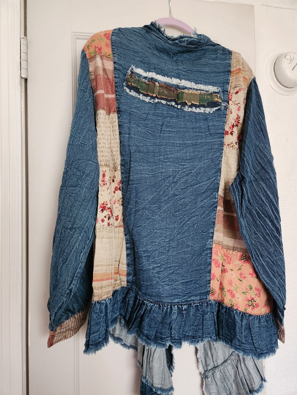 Young Threads Boho Patchwork Blue Denim Open-Front Jacket - Picture 2 of 12